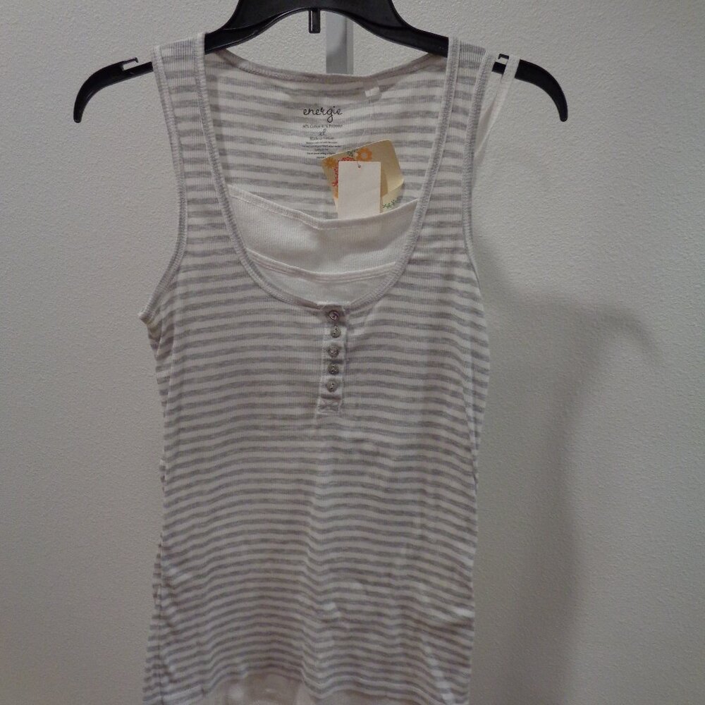 Energie Junior's Layered Gray and White Striped Tank Top Size XL NWT